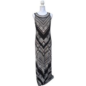 Sandra Darren Maxi Dress SZ 6 Black White Embellished Cleopatra Style